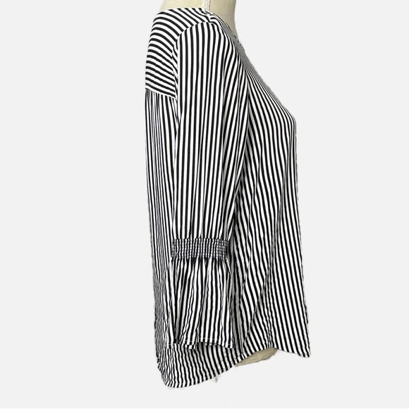 Tom Tailor Blouse Top Size 4 36 Small Stripes Black White Animal Print Heart - Picture 6 of 12